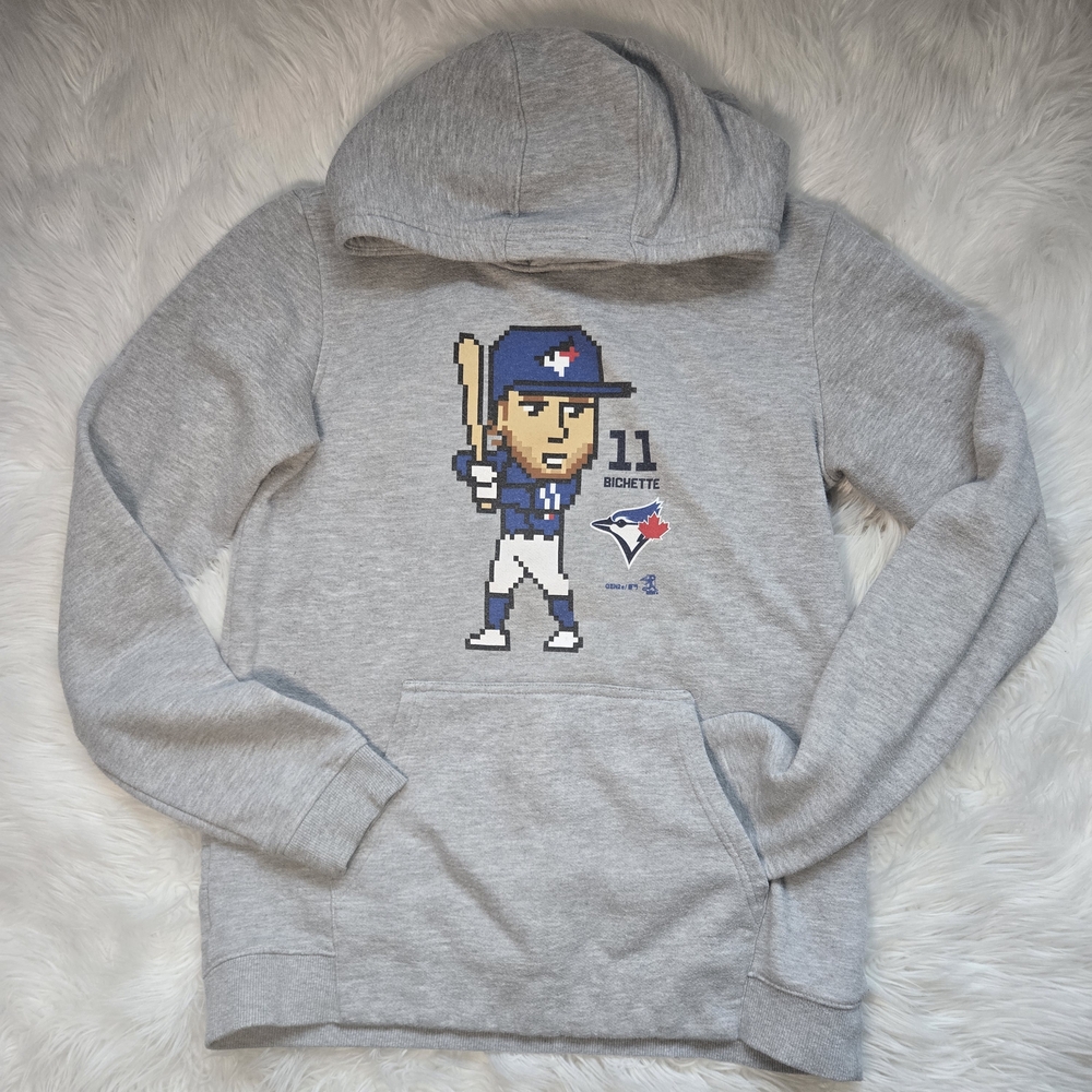 Gray Hoodie with Baseball Graphic
